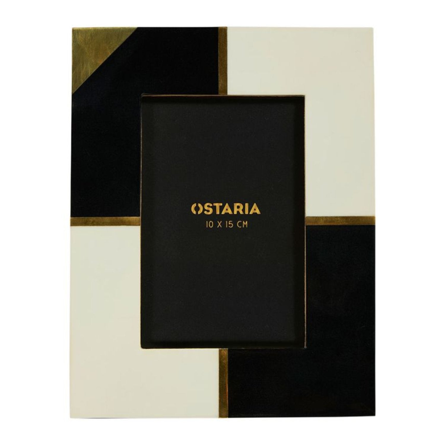 Cadre photo 'Marbre' noir et blanc 10x15cm avec finition effet marbre et bois, ajoutant une touche d'élégance et de sophistication à la décoration intérieure.