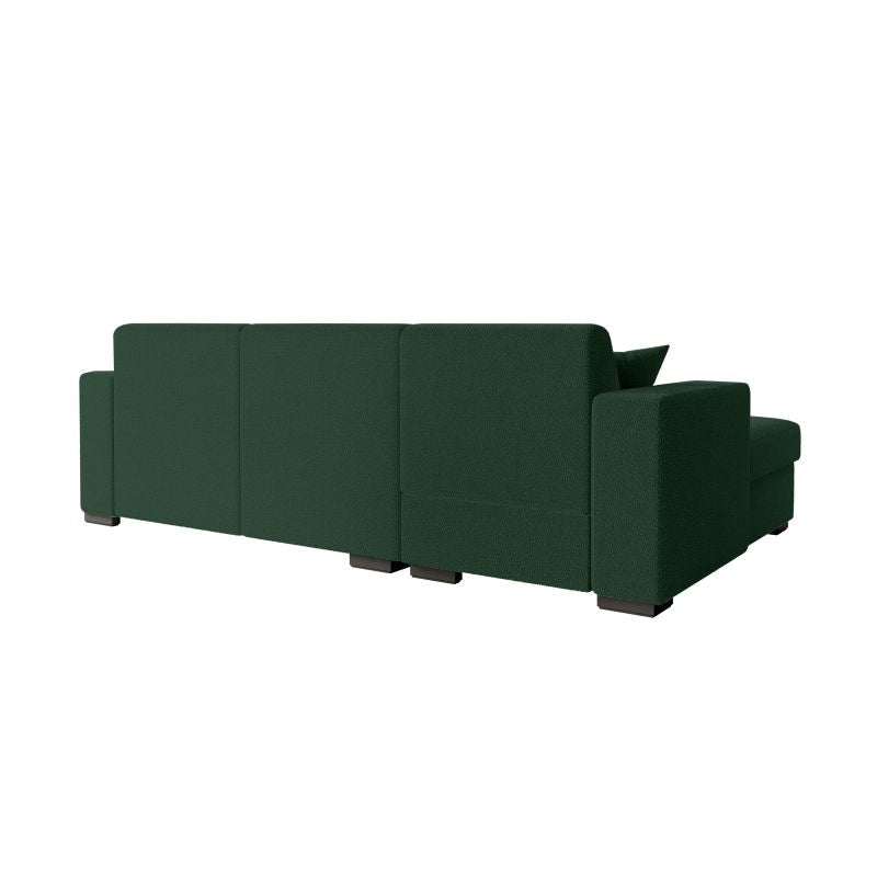 Canapé d'angle convertible avec coffre en tissu bouclette - Vert