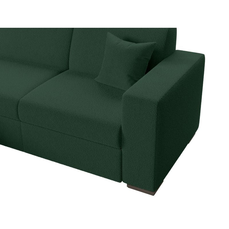 Canapé d'angle convertible avec coffre en tissu bouclette - Vert