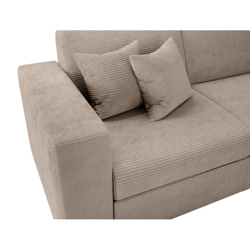 Canapé d'angle convertible avec coffre en velours côtelé - Taupe