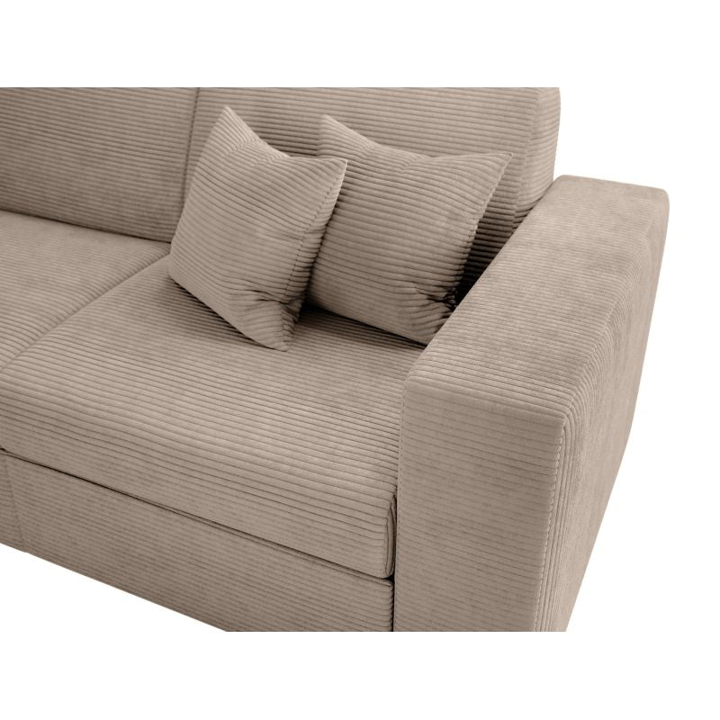 Canapé d'angle convertible avec coffre  en velours côtelé - Taupe