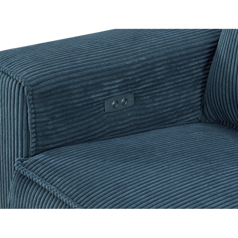 Canapé d'angle de relaxation électrique en velours côtelé - Bleu foncé