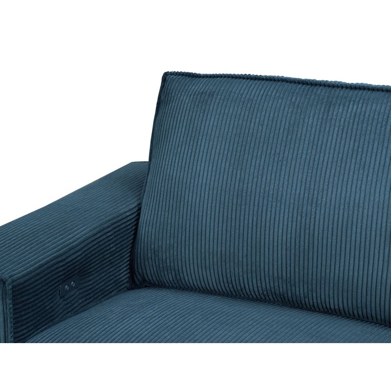 Canapé de relaxation électrique 2 places en velours côtelé - Bleu foncé