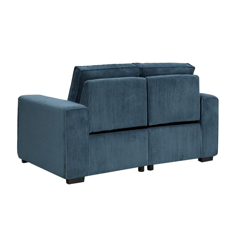 Canapé de relaxation électrique 2 places en velours côtelé - Bleu foncé