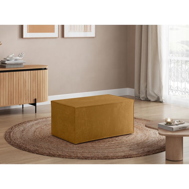 Pouf en velours côtelé - Jaune