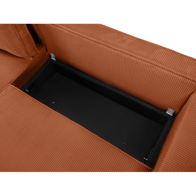 Canapé d'angle convertible réversible avec coffre en velours côtelé - Terracotta