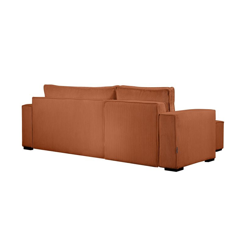 Canapé d'angle convertible réversible avec coffre en velours côtelé - Terracotta