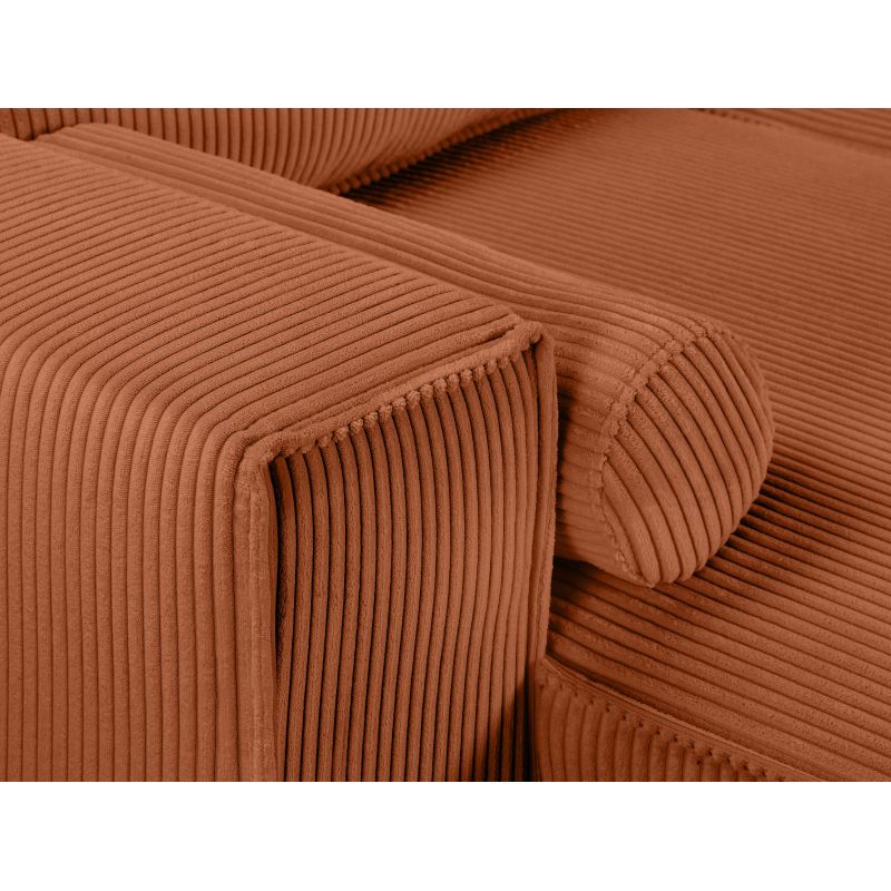Canapé d'angle convertible réversible avec coffre en velours côtelé - Terracotta