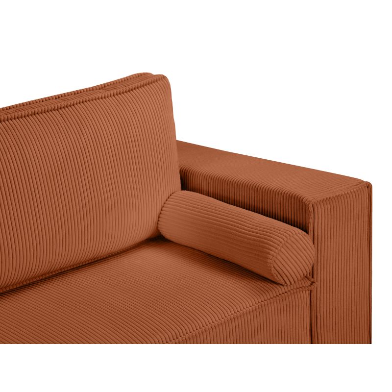 Canapé d'angle convertible réversible avec coffre en velours côtelé - Terracotta