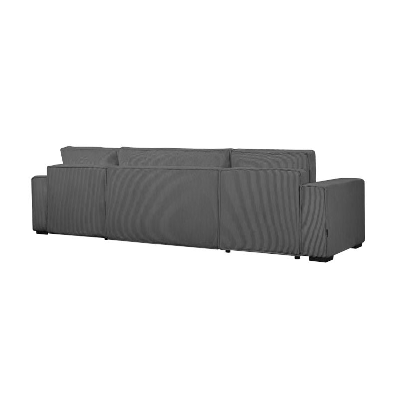 Canapé panoramique convertible avec coffre en velours côtelé - Gris foncé