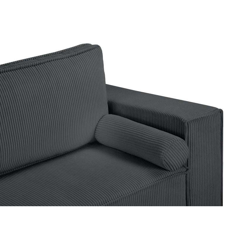 Canapé panoramique convertible avec coffre en velours côtelé - Gris foncé
