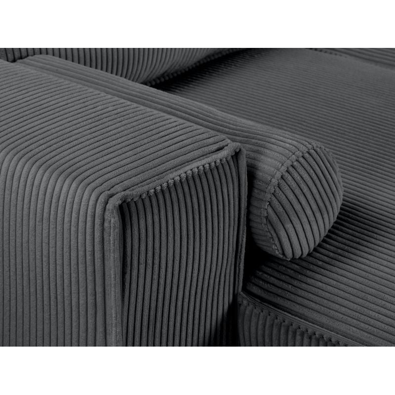 Canapé panoramique convertible avec coffre en velours côtelé - Gris foncé