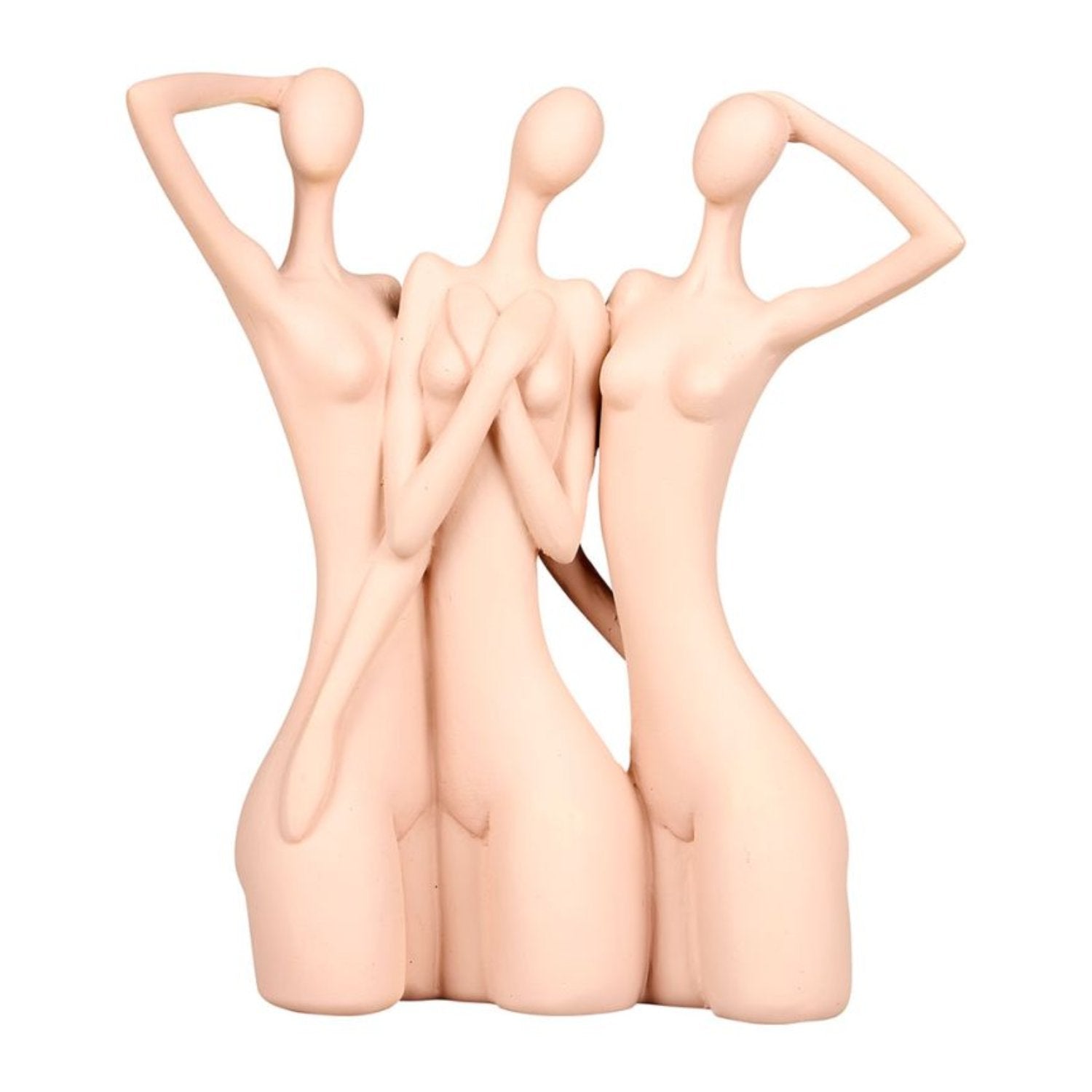 Déco en résine rose représentant trois femmes, ajoutant une touche de féminité et de charme à la décoration intérieure.