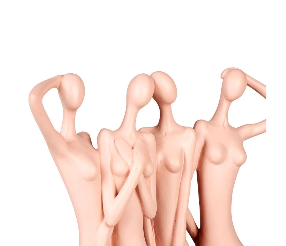 Déco en résine rose représentant trois femmes, ajoutant une touche de féminité et de charme à la décoration intérieure.