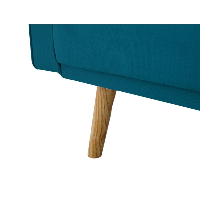 Canapé droit 3 places scandinave convertible en tissu - Bleu pétrole
