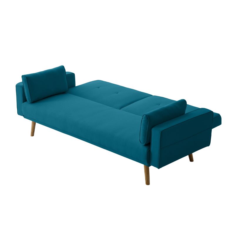 Canapé droit 3 places scandinave convertible en tissu - Bleu pétrole