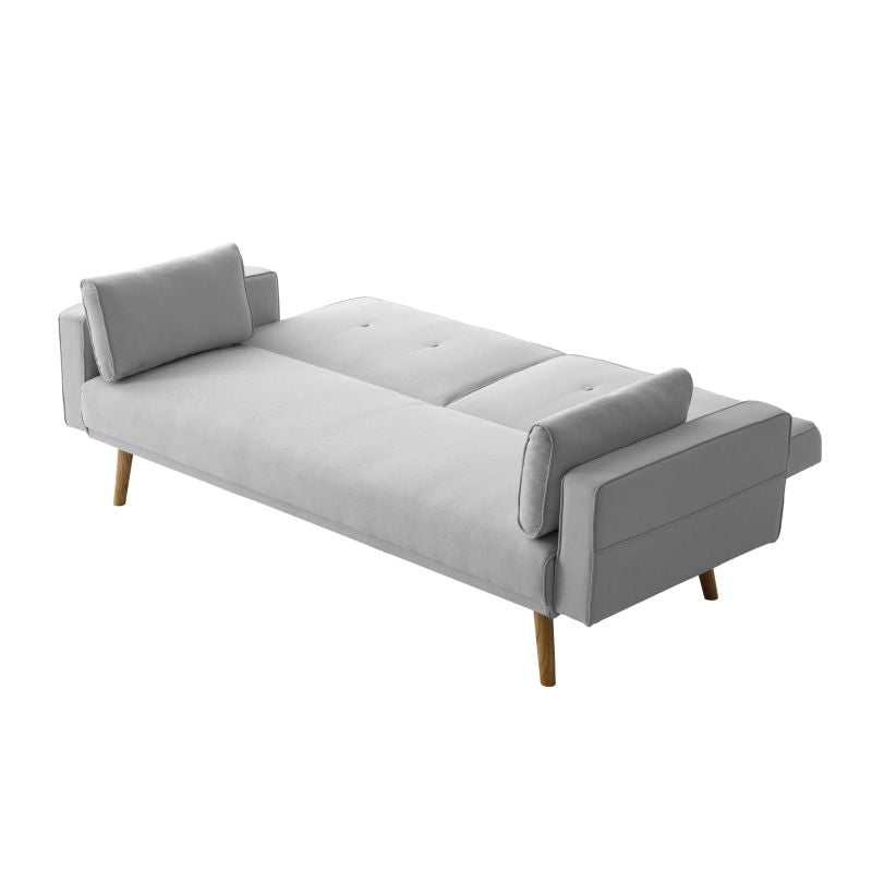 Canapé droit 3 places scandinave convertible en tissu - Gris clair