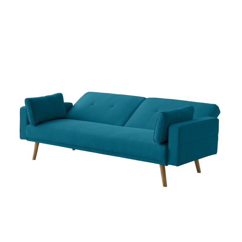 Canapé droit 3 places scandinave convertible en tissu - Bleu pétrole