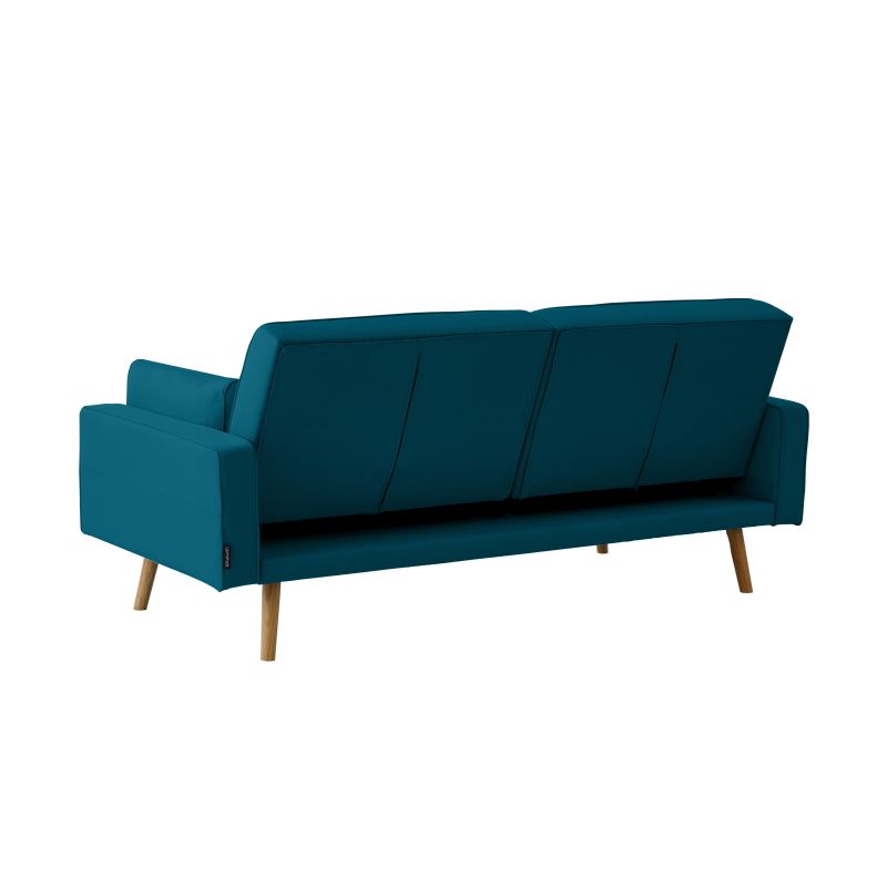 Canapé droit 3 places scandinave convertible en tissu - Bleu pétrole