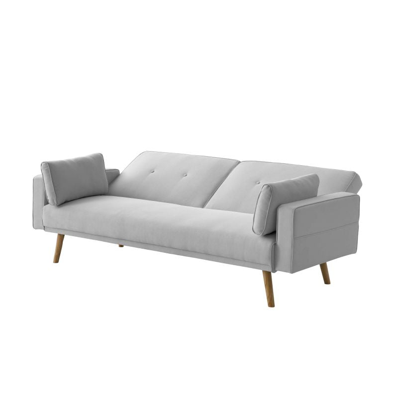 Canapé droit 3 places scandinave convertible en tissu - Gris clair