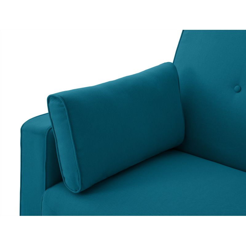 Canapé droit 3 places scandinave convertible en tissu - Bleu pétrole