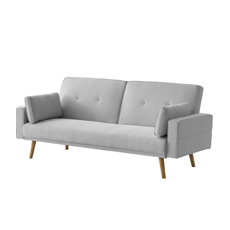Canapé droit 3 places scandinave convertible en tissu - Gris clair