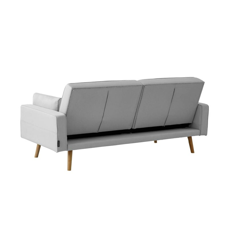 Canapé droit 3 places scandinave convertible en tissu - Gris clair