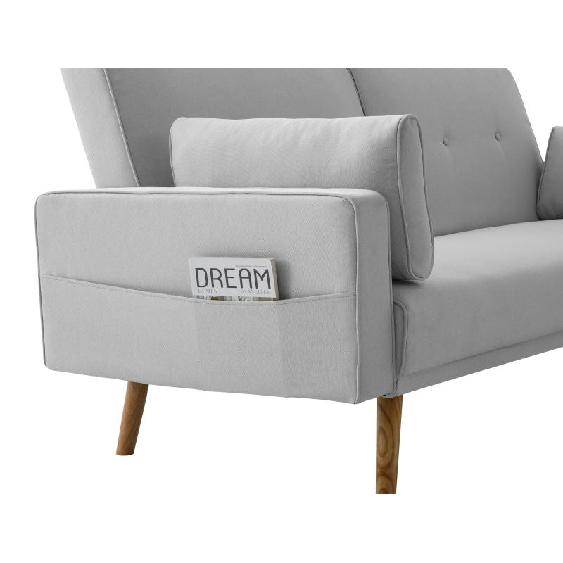 Canapé droit 3 places scandinave convertible en tissu - Gris clair