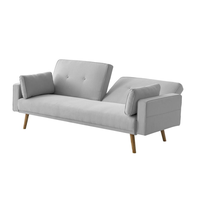 Canapé droit 3 places scandinave convertible en tissu - Gris clair