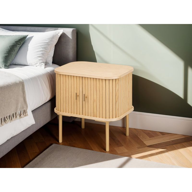 Table de chevet en bois et laiton - Bois