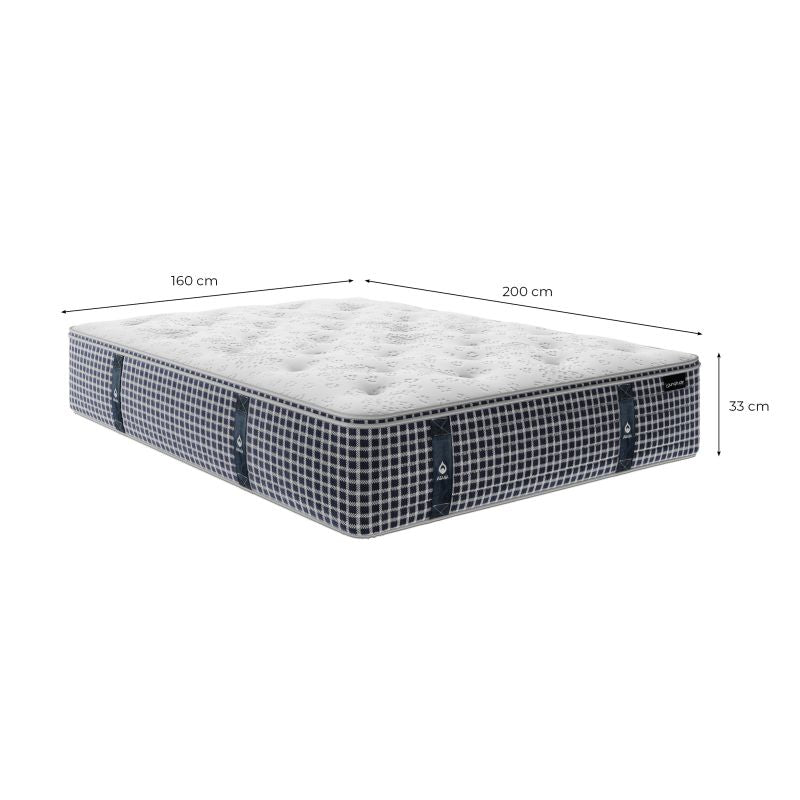 Matelas à mémoire de forme + ressorts ensachés - 33cm d'épaisseur