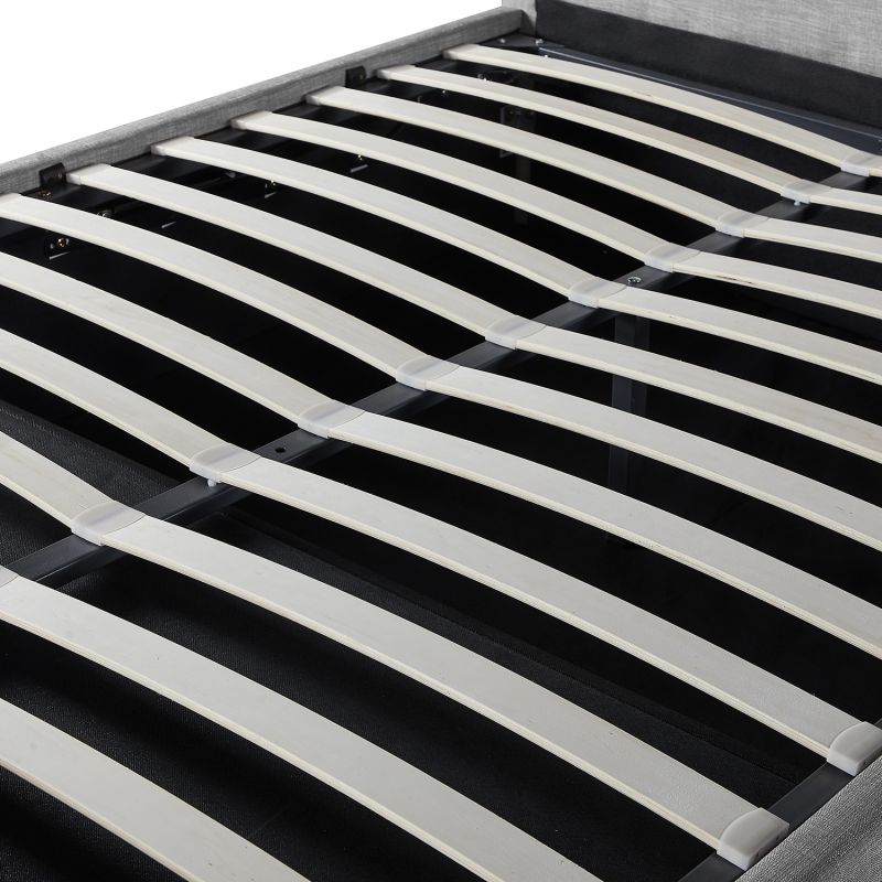 Cadre de lit avec tête de lit et sommier à lattes en tissu - Gris