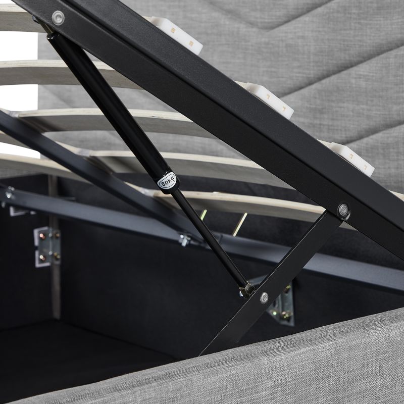 Cadre de lit avec tête de lit et sommier à lattes en tissu - Gris