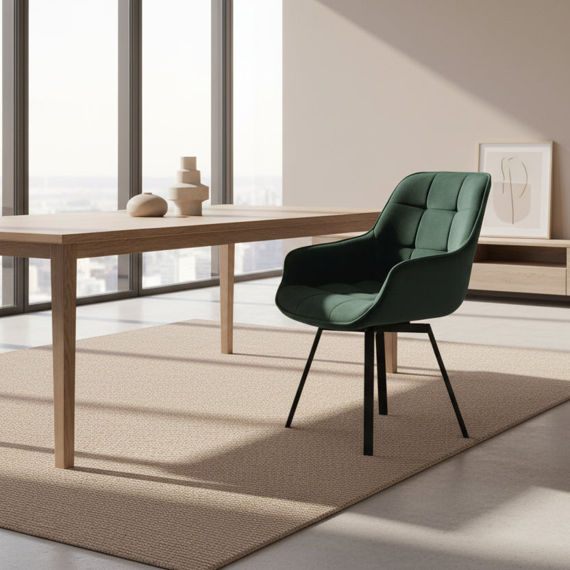 Chaise repas pivotante Kana velours vert foncé