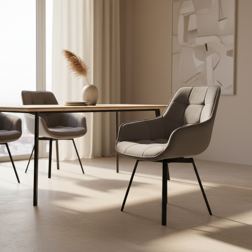 Chaise repas pivotante Kana velours gris