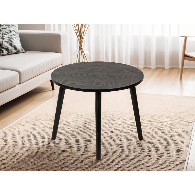 Table basse ronde en bois - Noir