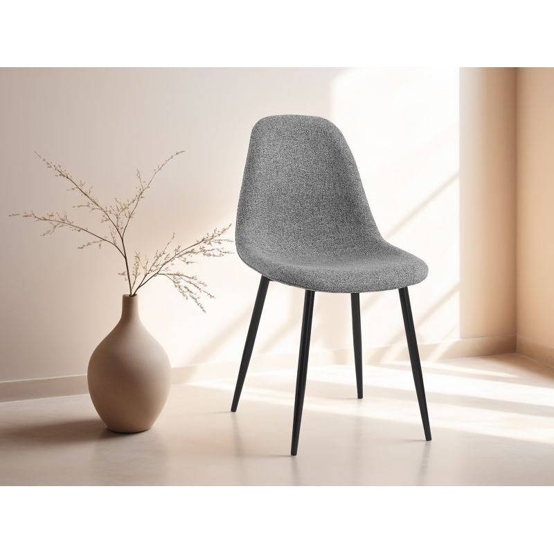 Lot de 4 chaises scandinave en tissu - Gris
