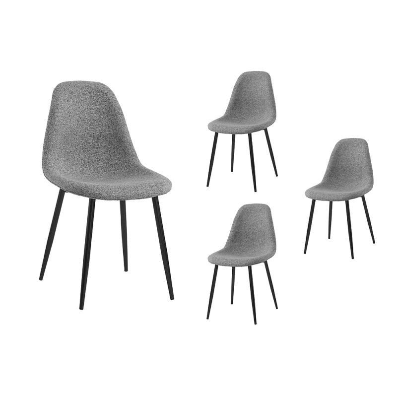 Lot de 4 chaises scandinave en tissu - Gris