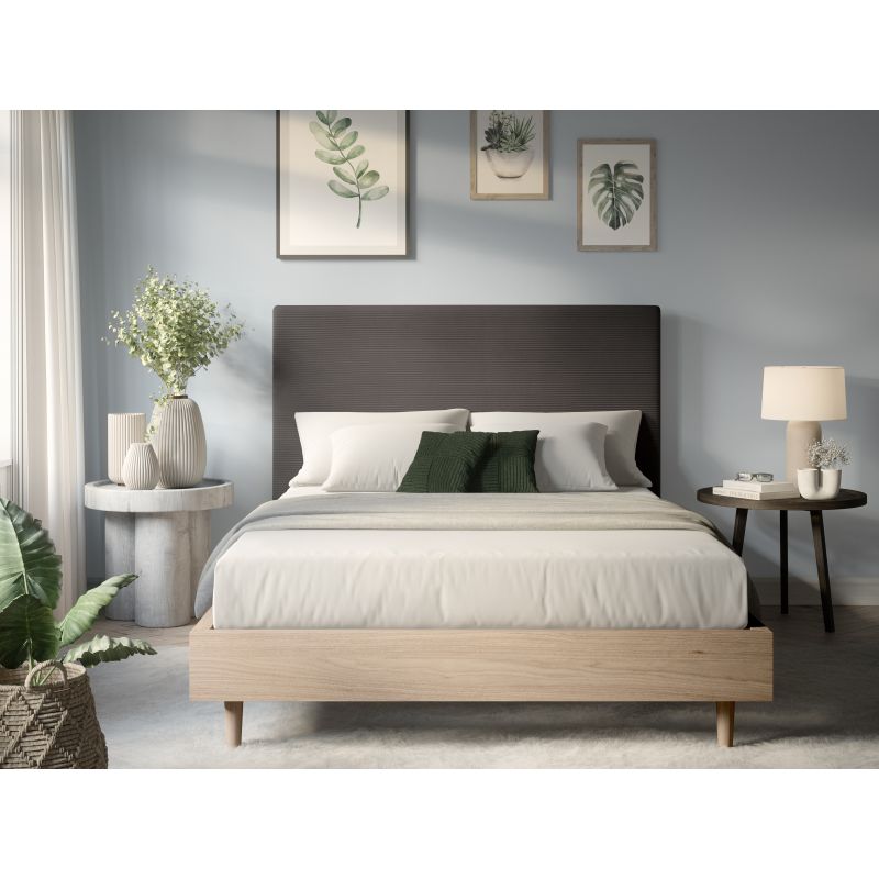 Tête de lit en velours côtelé - Gris foncé