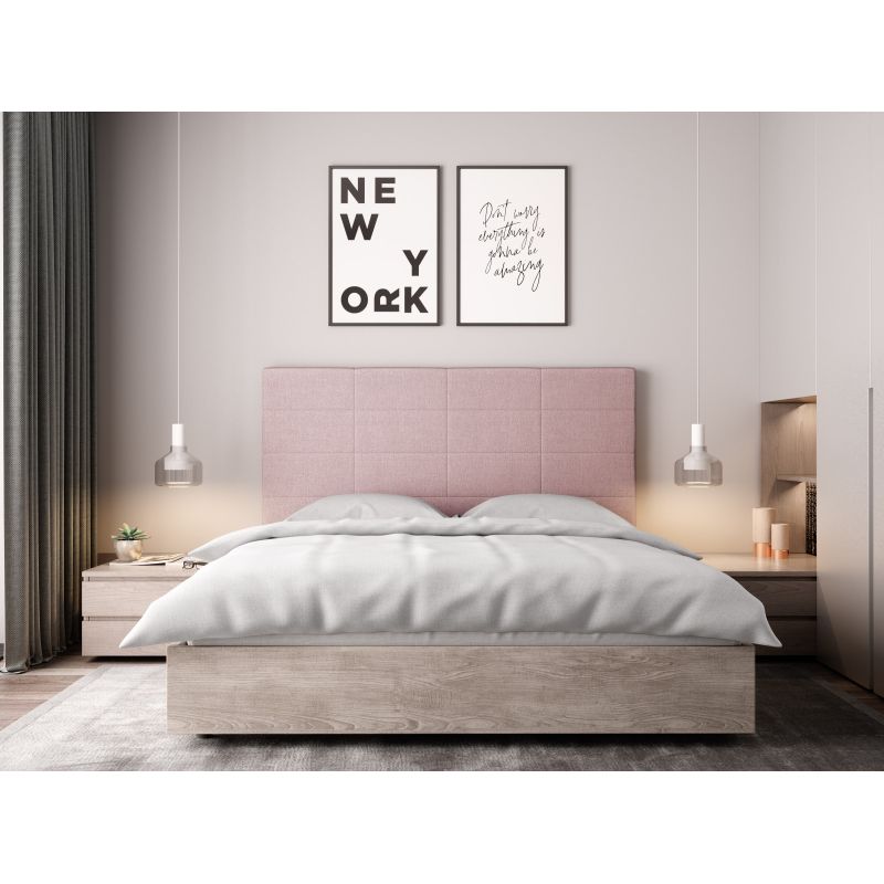 Tête de lit aspect quadrillé en tissu - Vieux rose