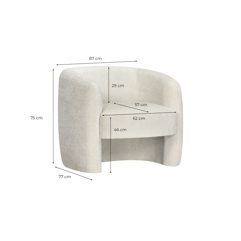 Fauteuil en tissu bouclette - Blanc