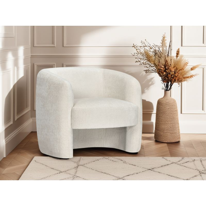 Fauteuil en tissu bouclette - Blanc