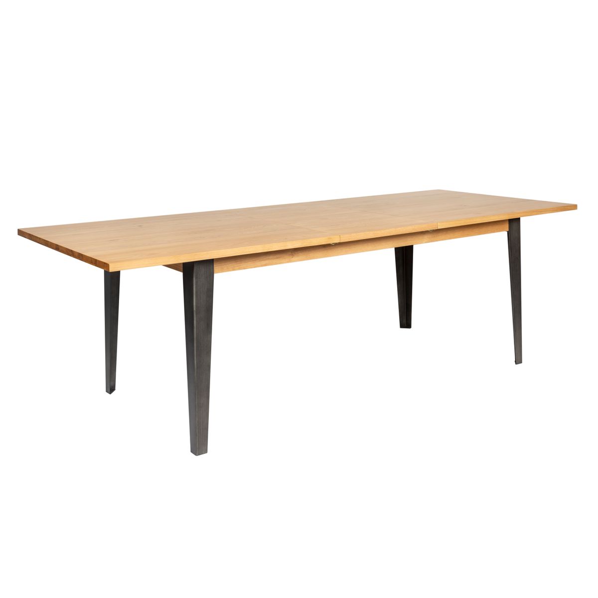 Table repas 180cm en placage chêne avec allonge intégrée 50cm