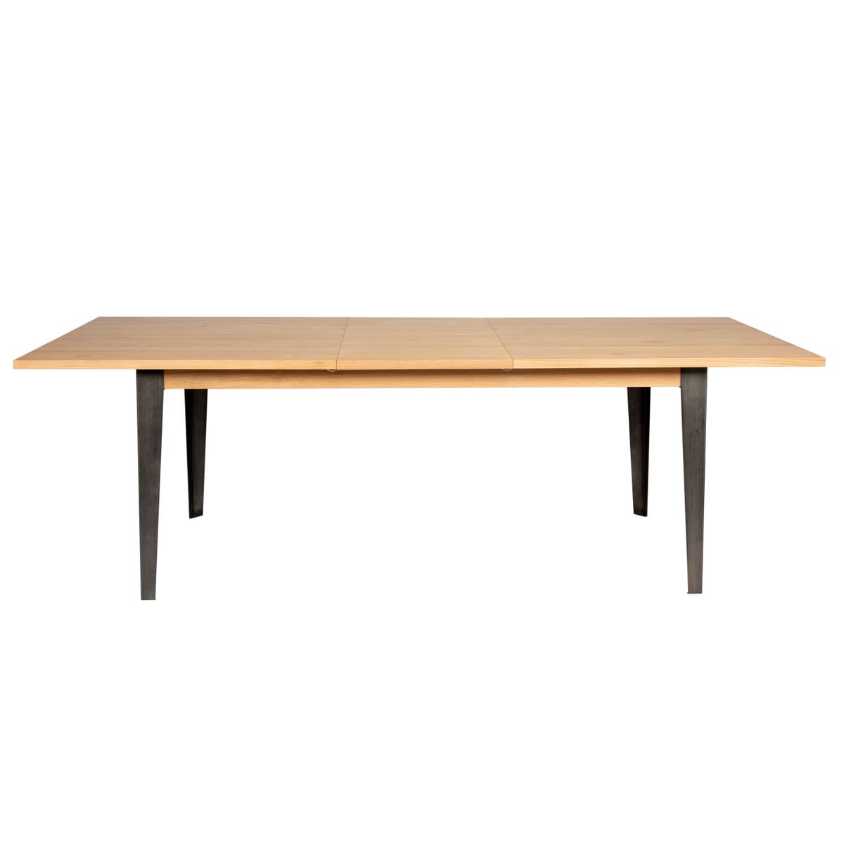 Table repas 180cm en placage chêne avec allonge intégrée 50cm