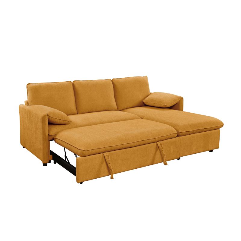 Canapé d'angle réversible convertible en tissu - Jaune