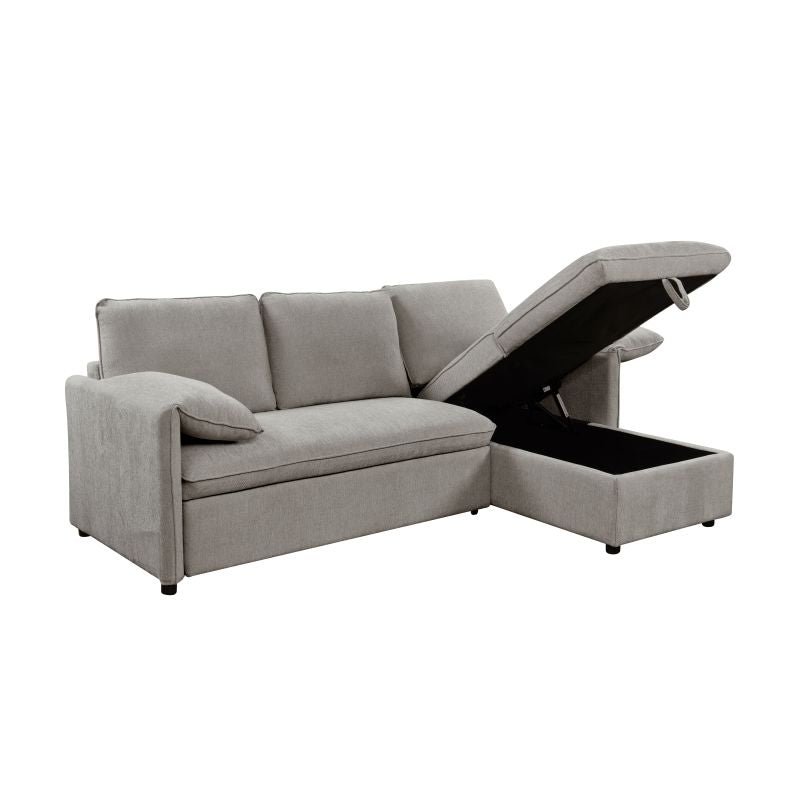 Canapé d'angle réversible convertible en tissu - Gris