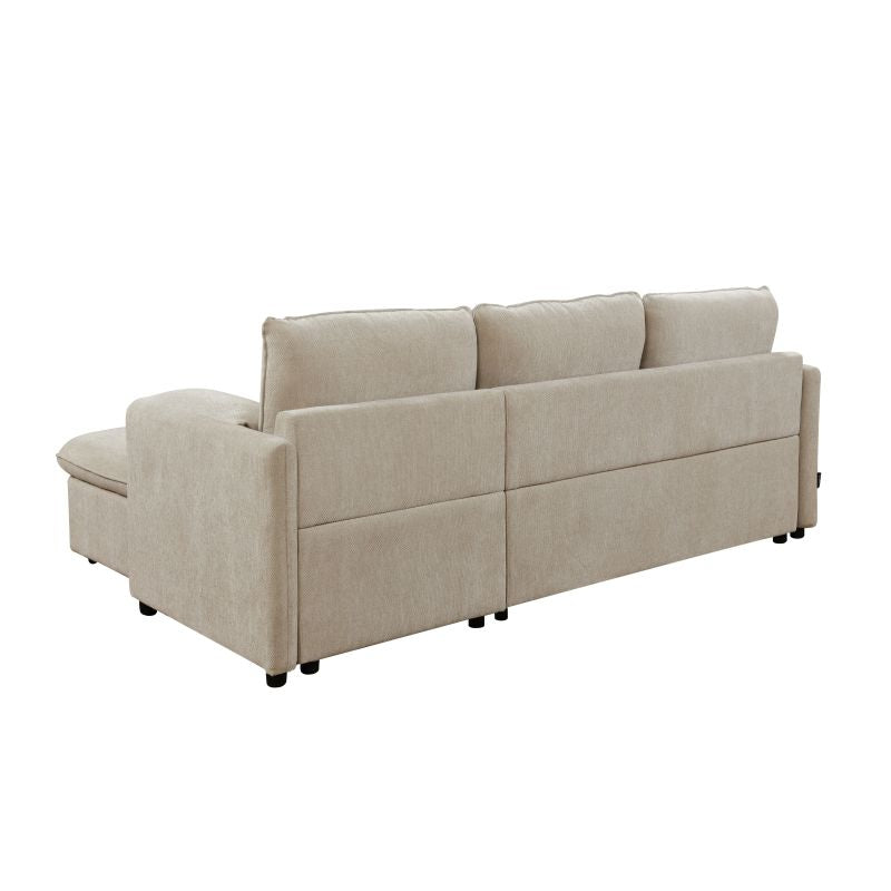 Canapé d'angle réversible convertible en tissu - Beige