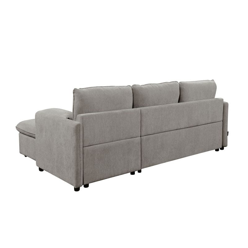 Canapé d'angle réversible convertible en tissu - Gris