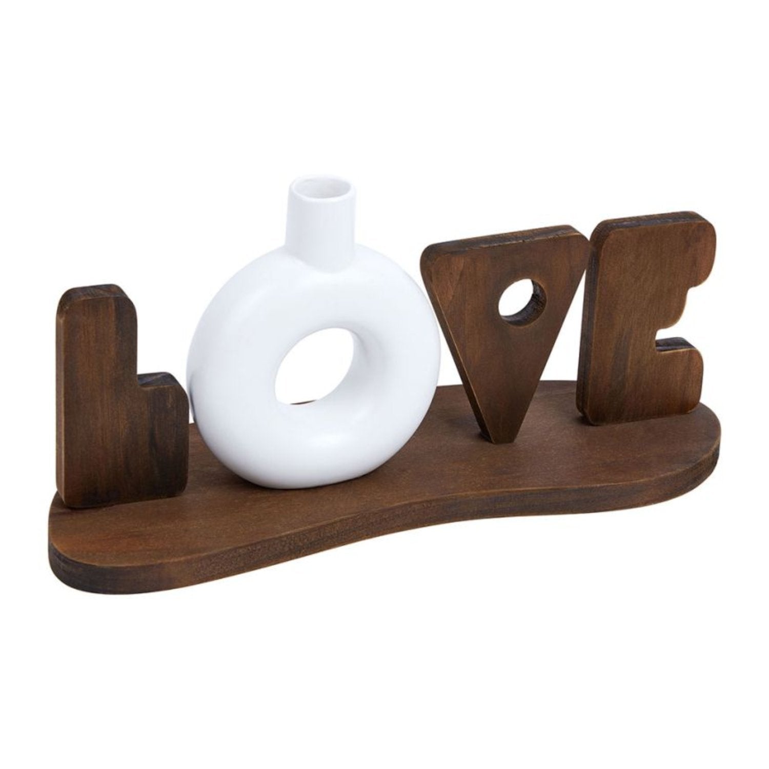 Mot déco "Love" en céramique et bois, ajoutant une touche de romantisme et de chaleur à la décoration intérieure.