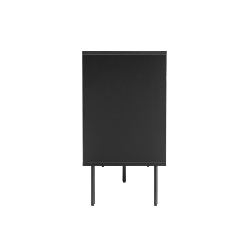 Buffet 2 portes et 1 tiroir à lattes noir - Noir